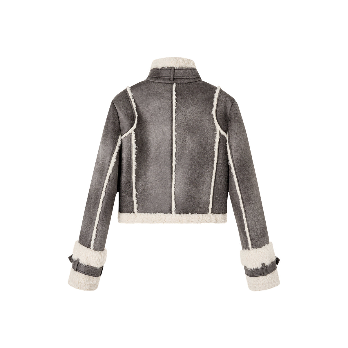 Via Pitti High-Collar Suede Puffer Jacket Grey