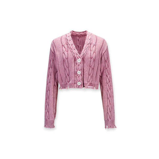 NotAwear Washed Pink Twisted Knit Cardigan