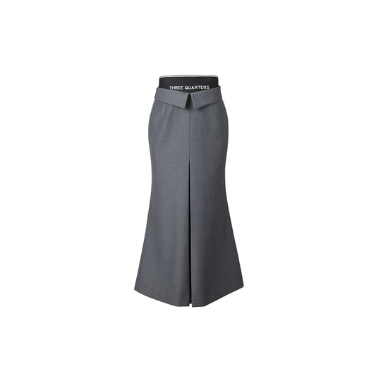 Three Quarters Band Turn Over Fish Tail Skirt Grey