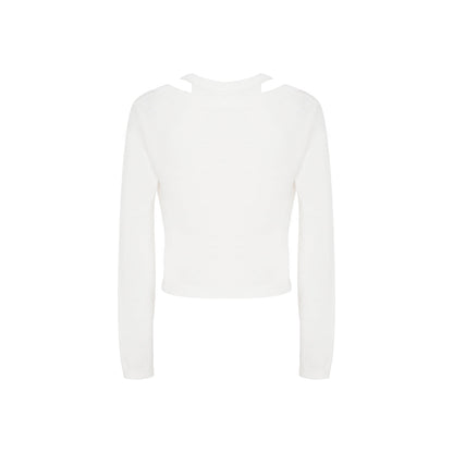 Kroche Camellia Silk Wool Twin-Set Top White