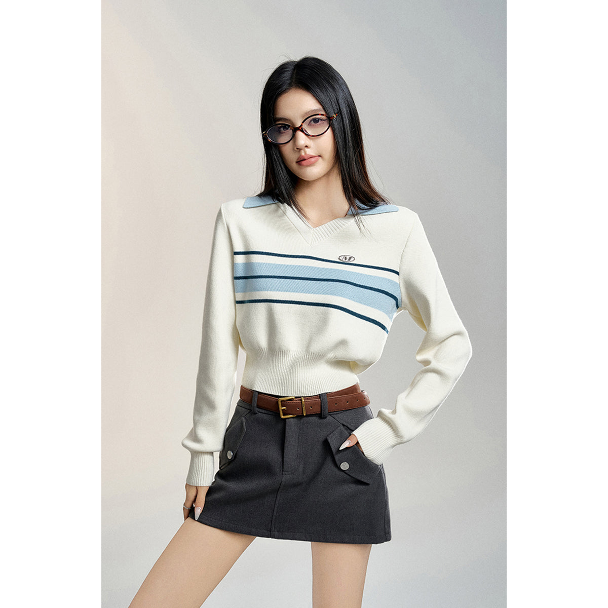 MacyMccoy Color Blocked Short Knit Polo Top