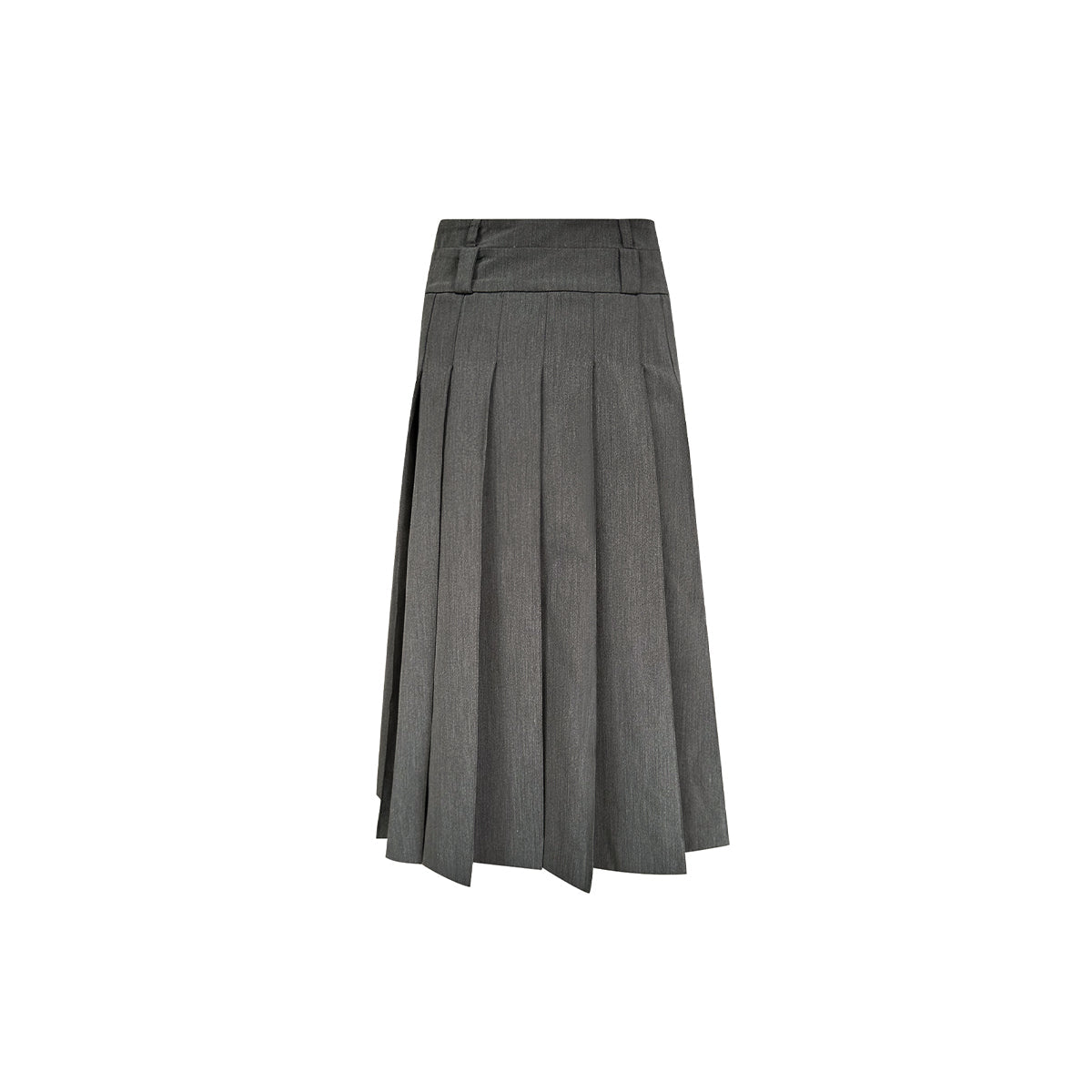 Kroche Double Waistline Pleated Long Skirt Grey