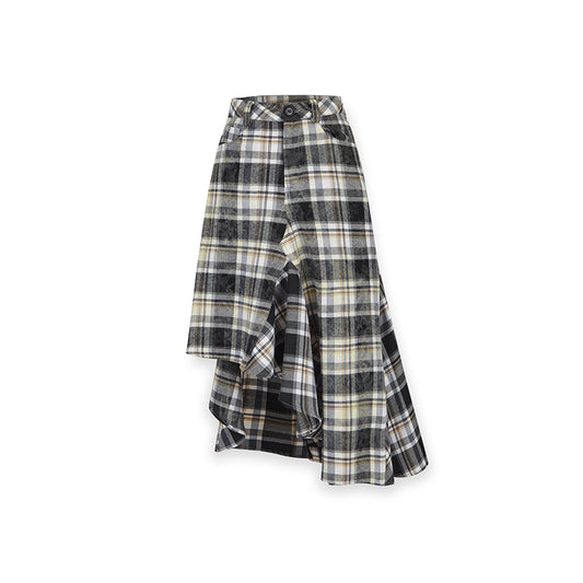 NotAwear Asymmetrical Snow Plaid A-Line Skirt