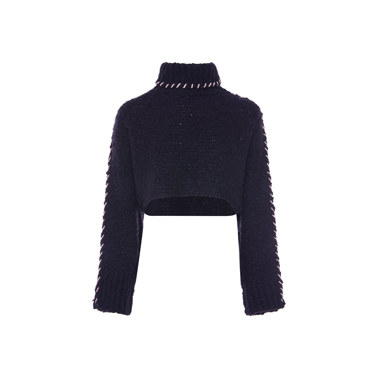 Rocha Roma Tweed Woolen Turtleneck Sweater Black