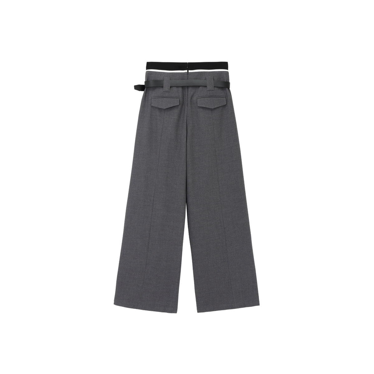 Revan Double Waist Logo Wide Leg Suit Pants Grey