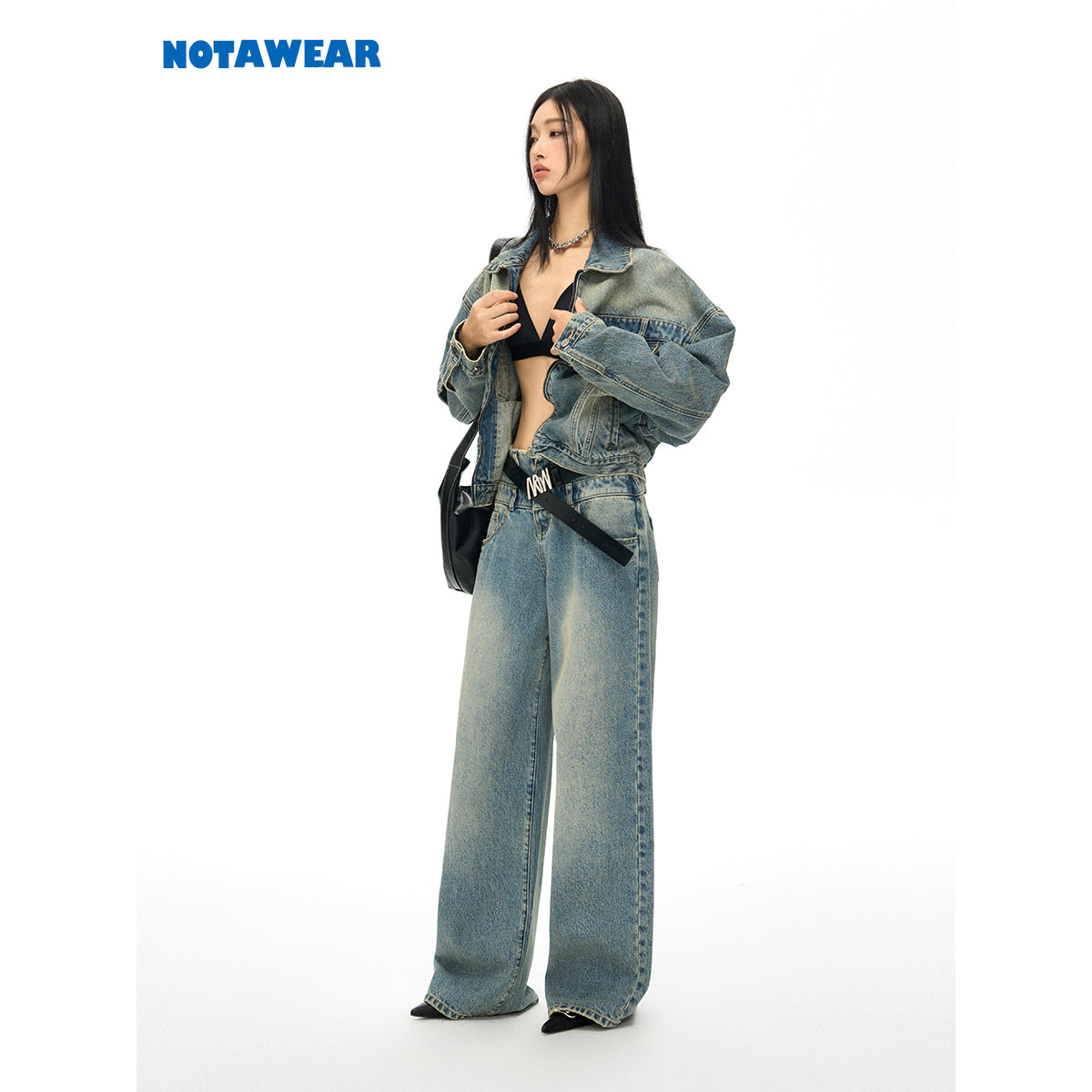 NotAwear Double Waist High Waist Straight-Leg Jeans