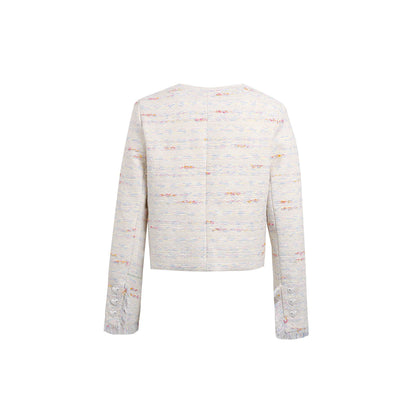 Wildshodow Tassel Colorful Tweed Jacket White