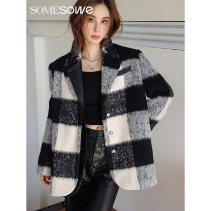 SomeSowe Color Blocked Checkered Jacket