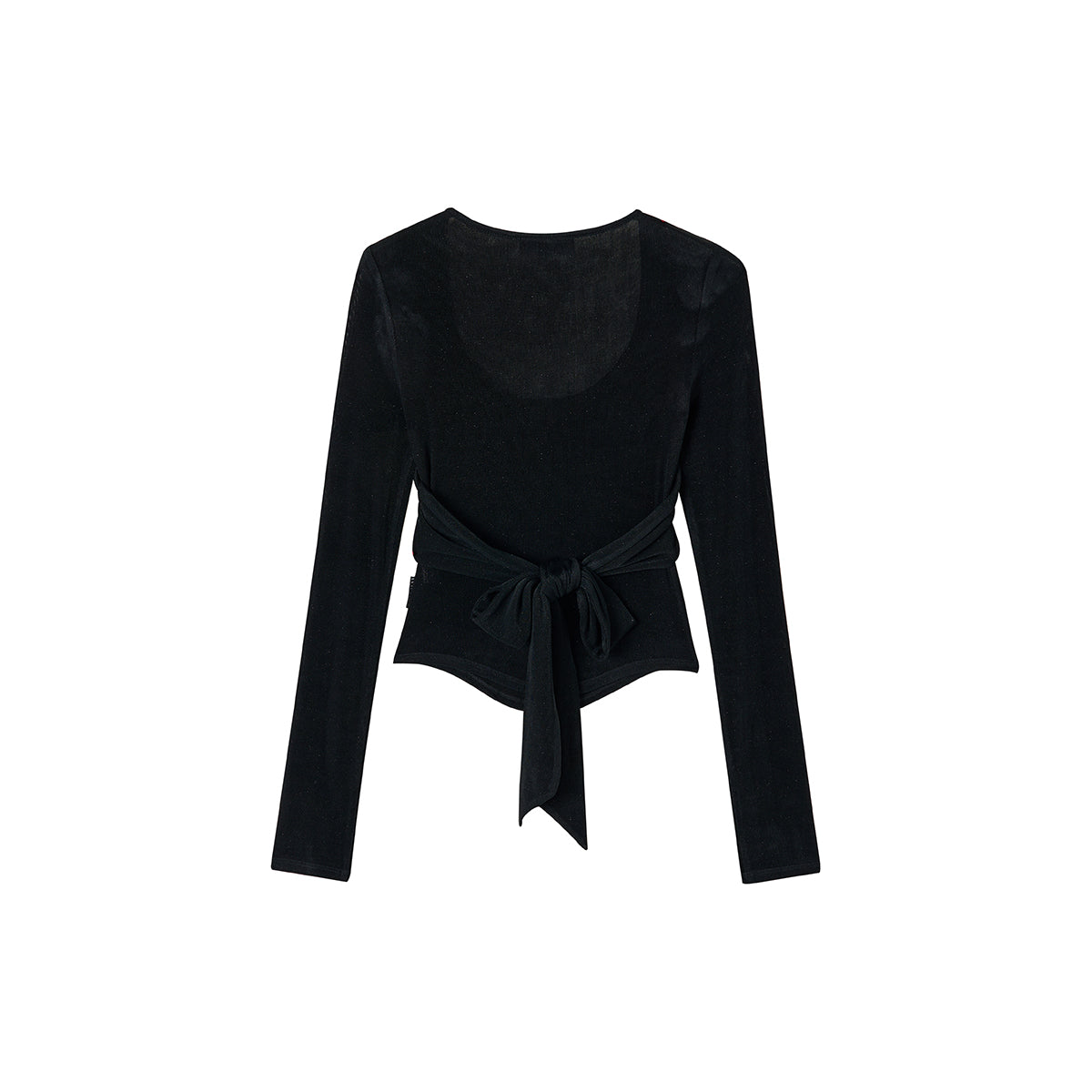 Via Pitti Sparkling U-Neck Back Tie Top Black