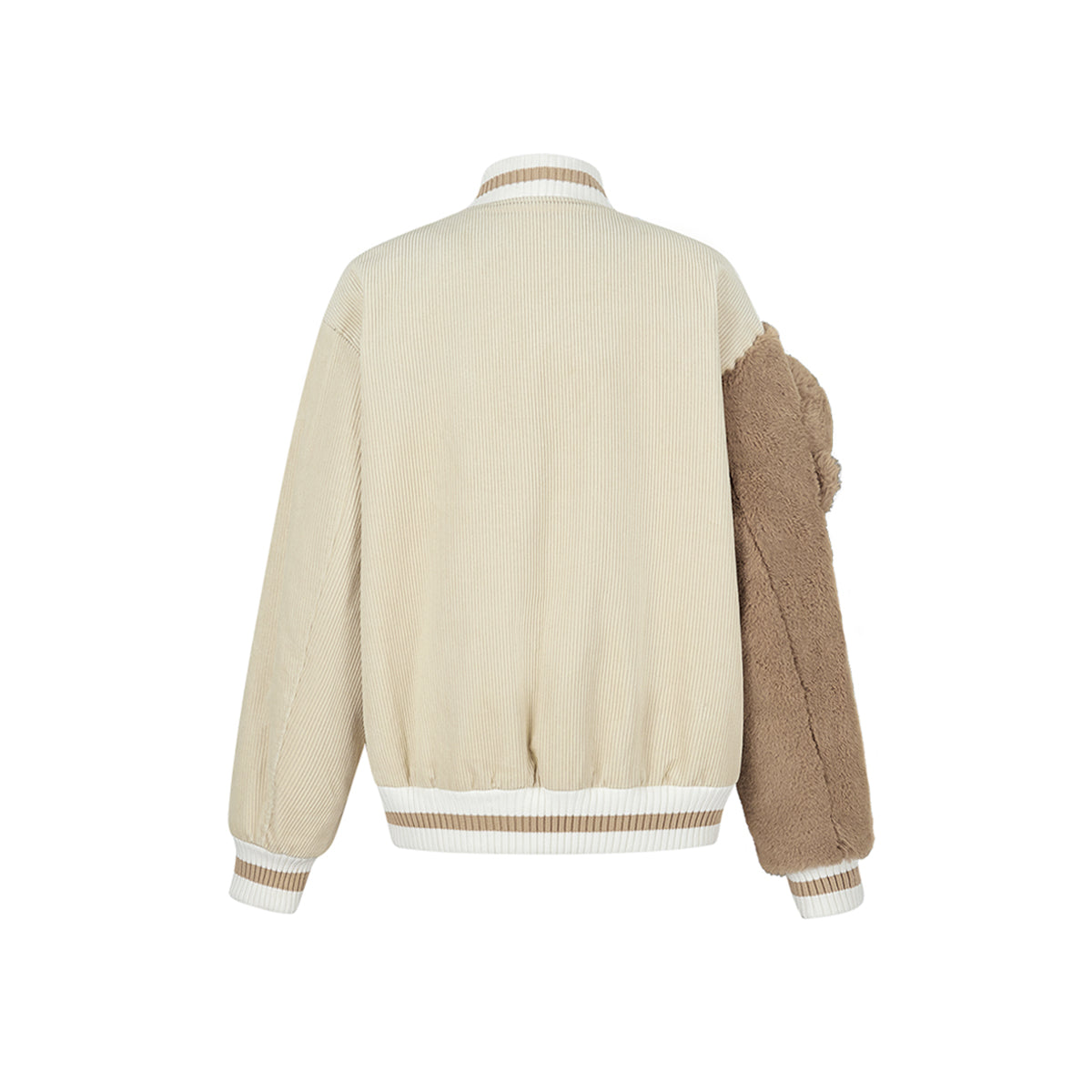 13De Marzo Bear Sleeve Corduroy Baseball Jacket Khaki