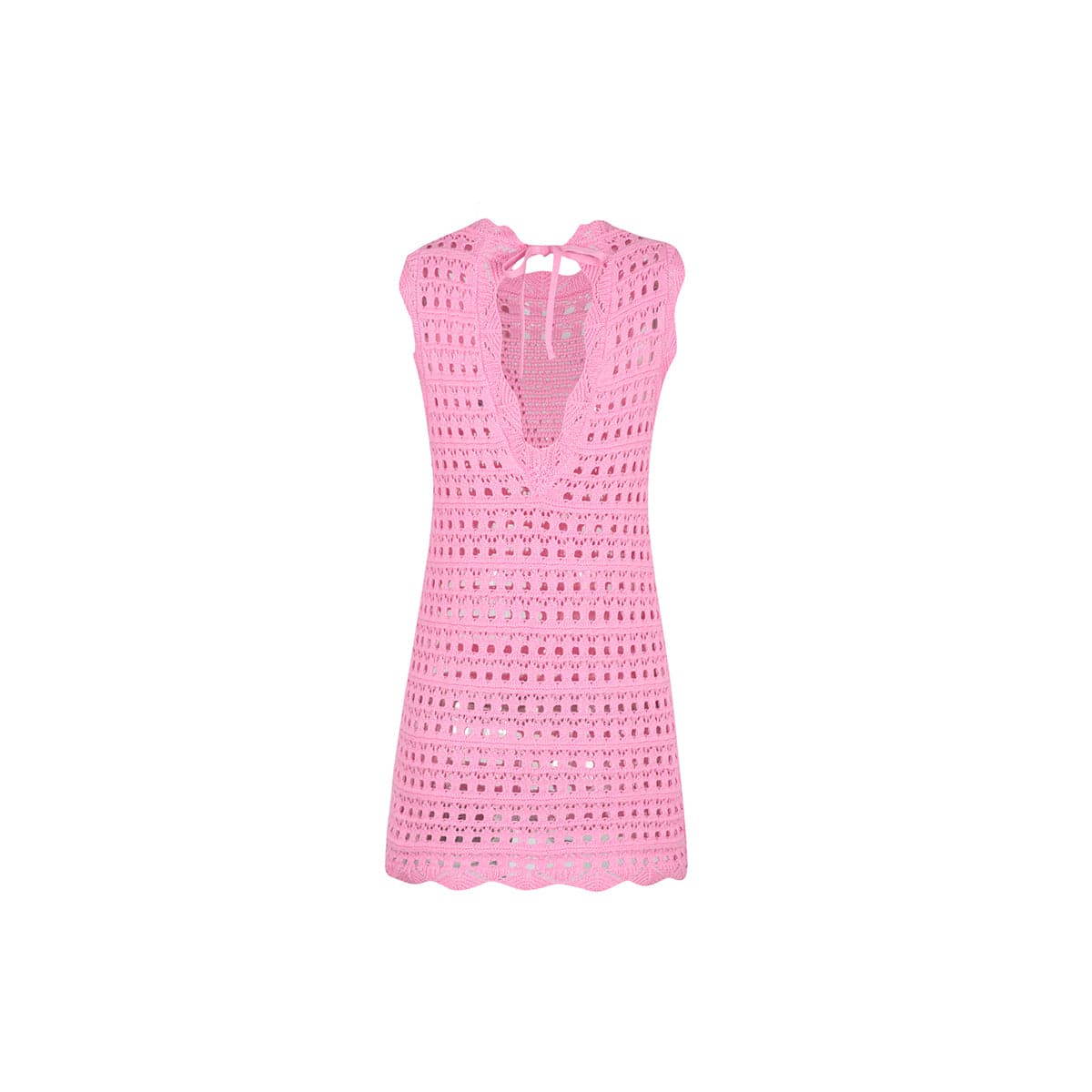 Three Quarters Logo Crochet Pattern Dress Pink