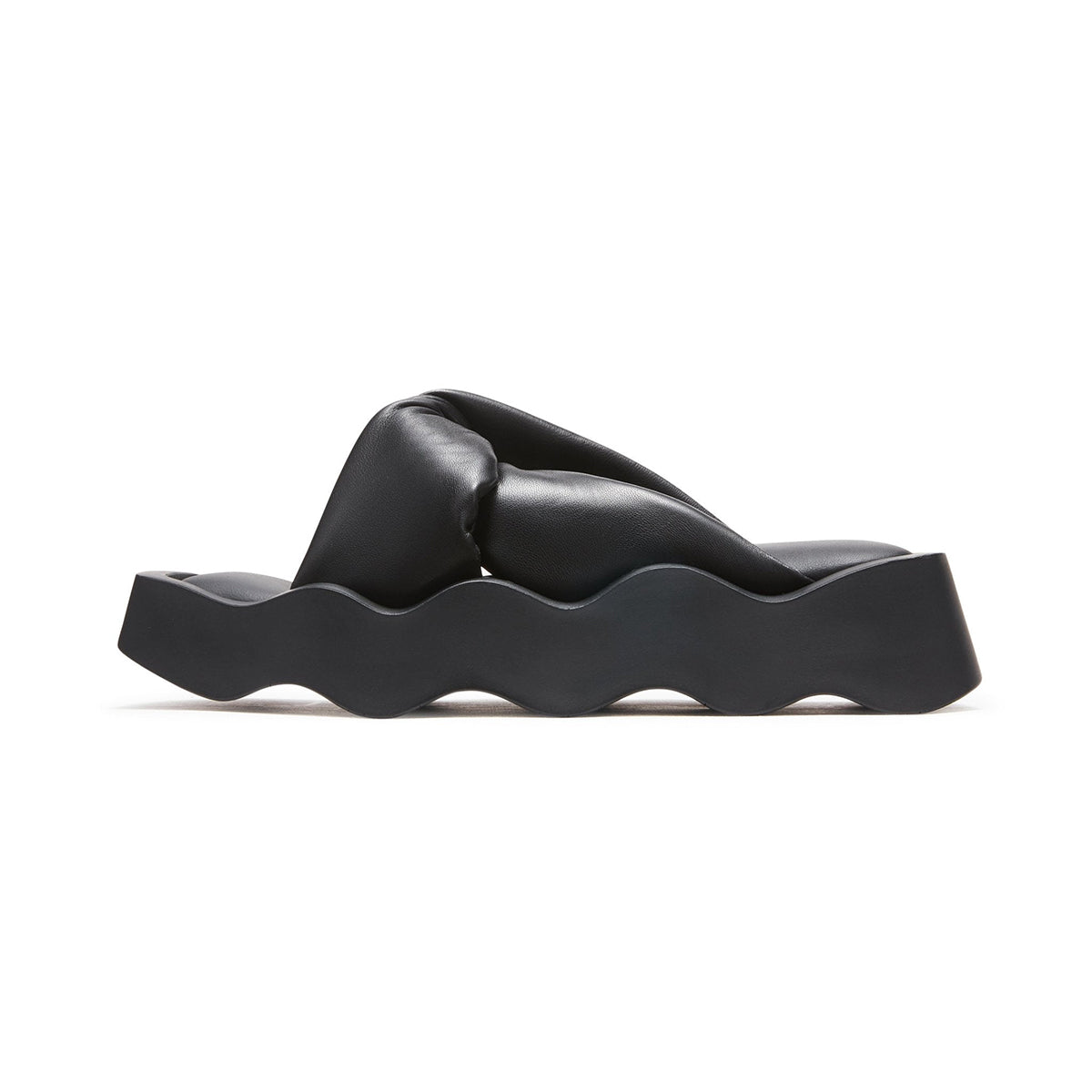 Lost In Echo Square Toe Wavy Bottom Kink Slippers Black