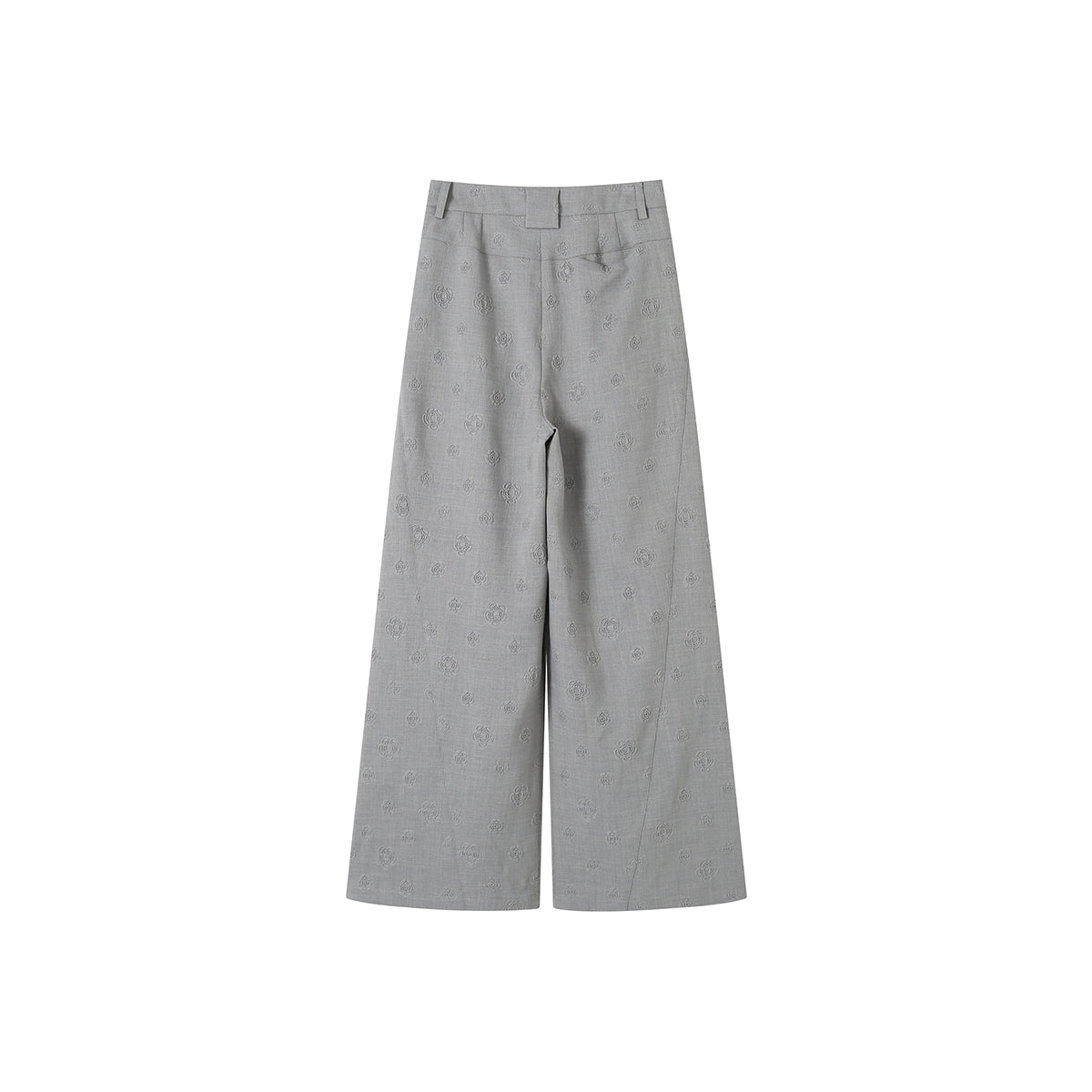 SomeSowe Floral Embossed High-Waisted Wide-Leg Pants Grey