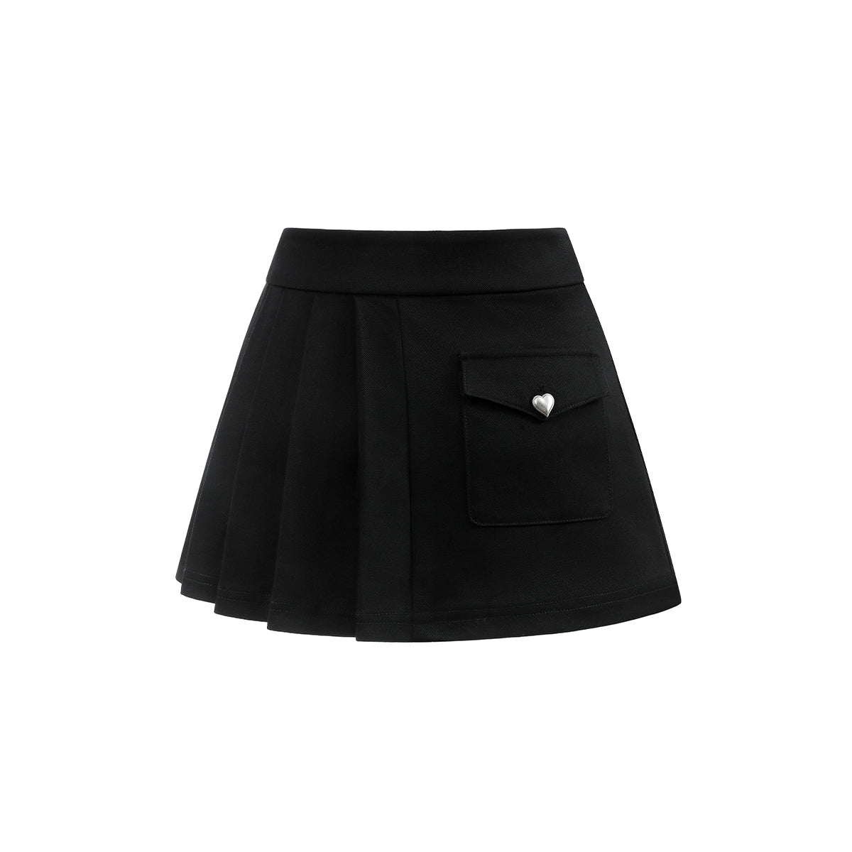 Via Pitti Heart Button Three-Way Skirt Black