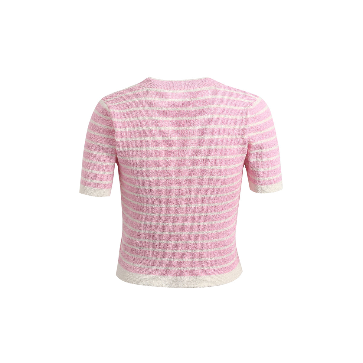 Wildshadow 3D Flower Striped Knit Top Pink