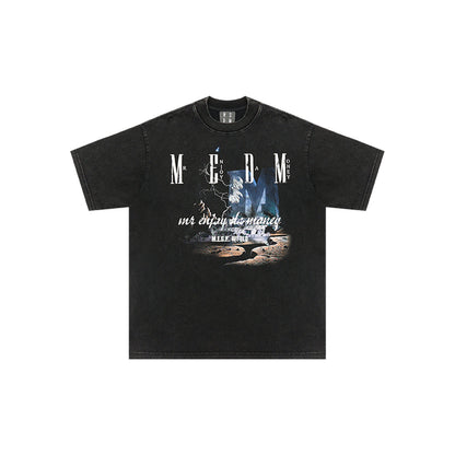 MEDM Lightning Printed Tee Washed Black