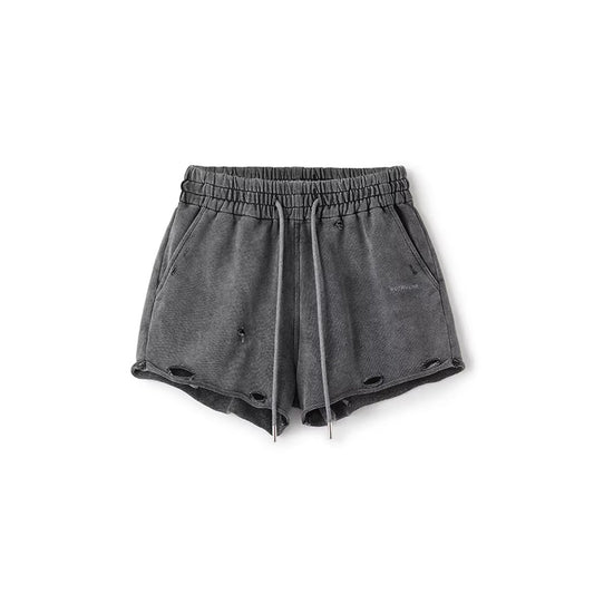 NotAwear Destroyed Sweat Shorts Washed Black