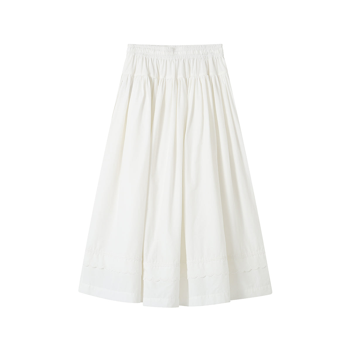 SomeSowe Lace Patchwork Casual Umbrella Skirt White