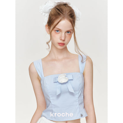 Kroche 3D Bow Rose Sling Vest Blue