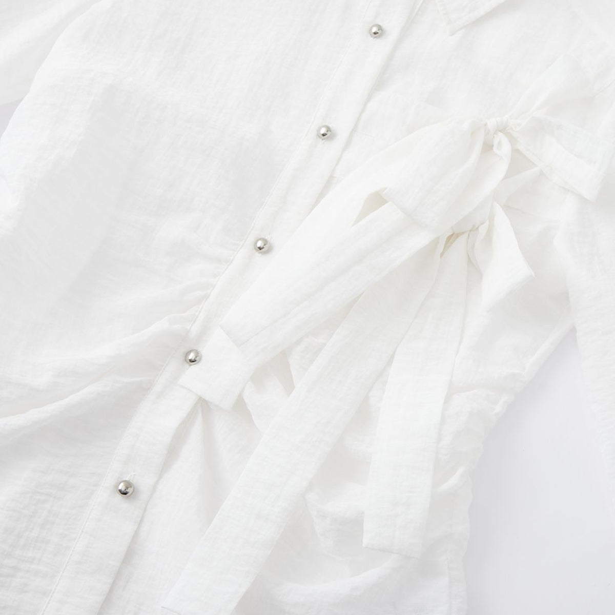 SomeSowe Bow Waisted Pleated Shirt White