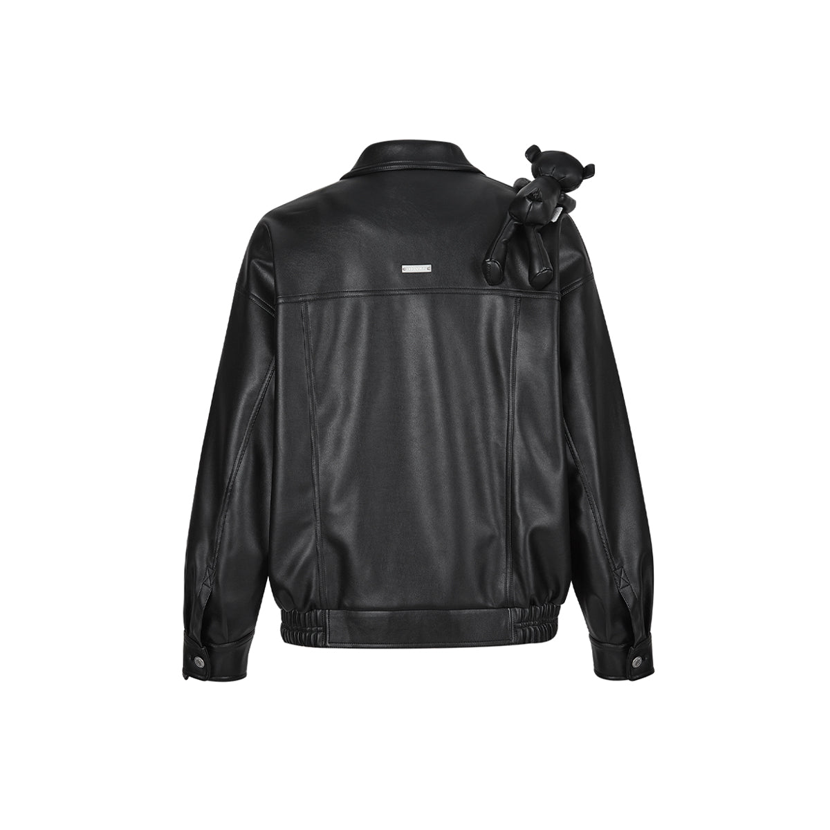 13De Marzo Bear Loose Leather Jacket Black