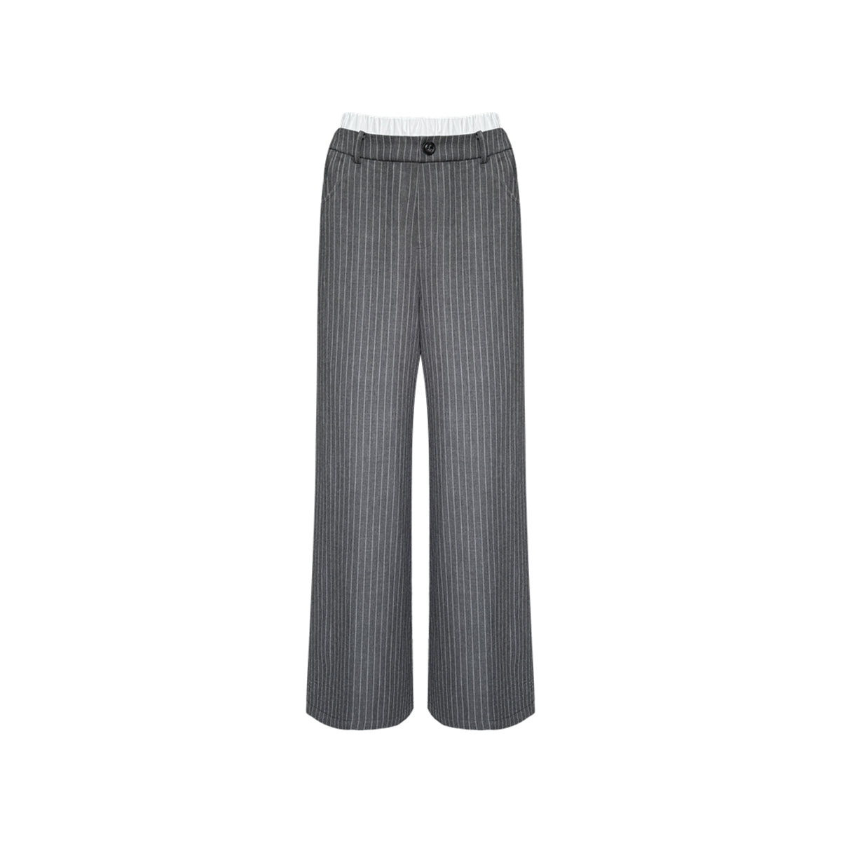 AsGony Double Waist Patchwork Striped Suit Pants