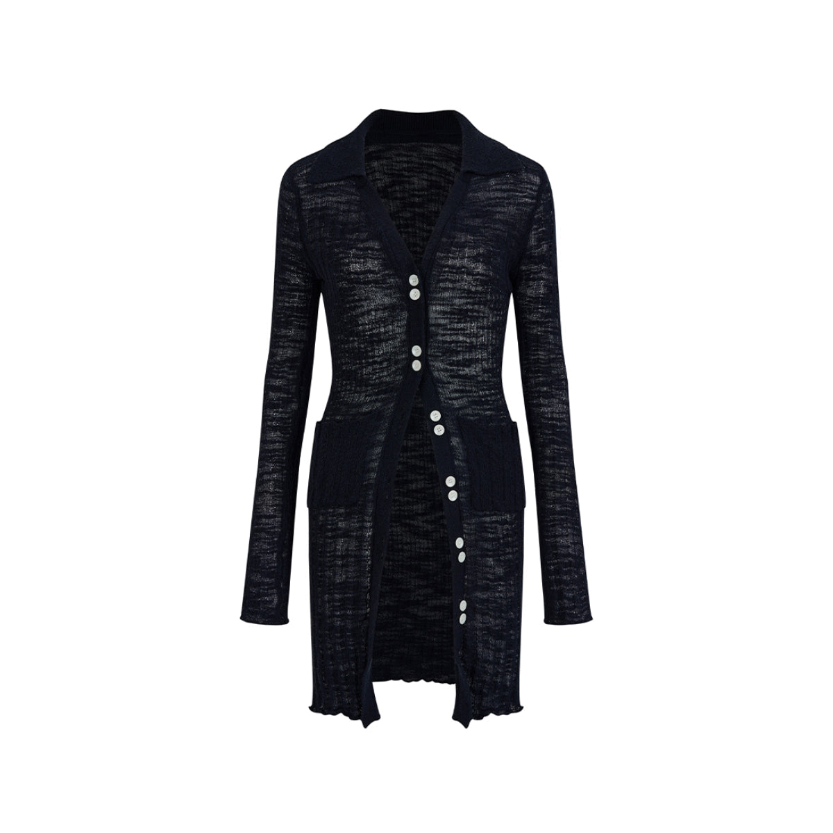 Via Pitti Super-Thin Slim Knit Long Cardigan Black