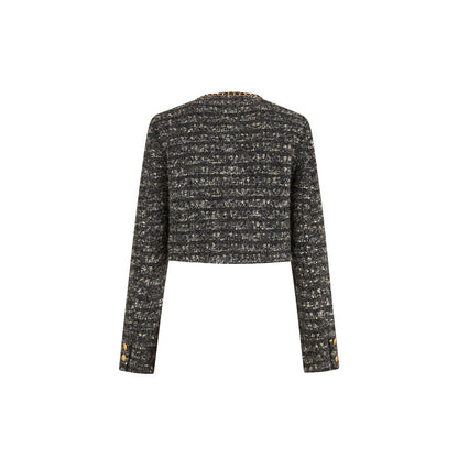 Diana Vevina Metal Button Tweed Jacket Black