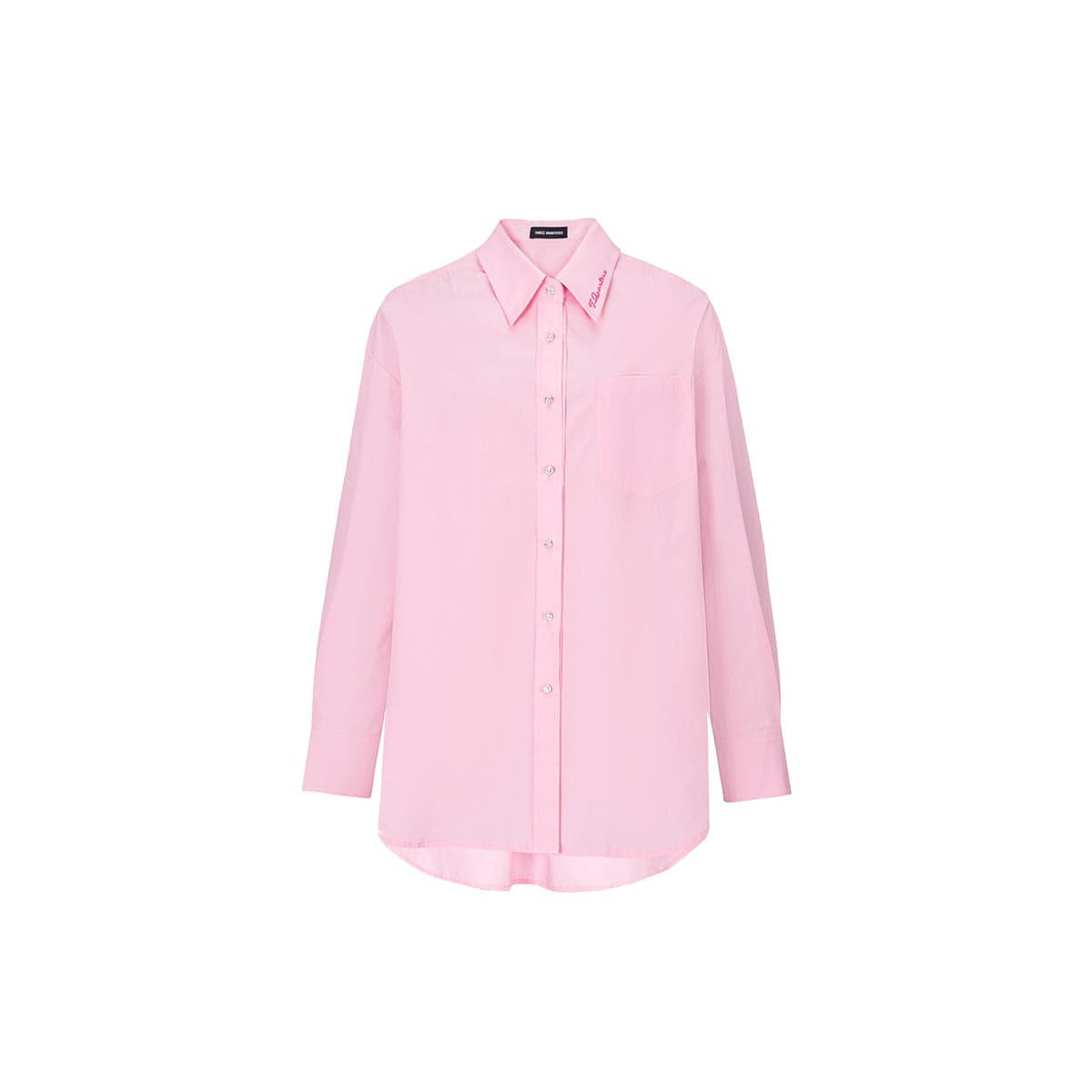 Three Quarters Logo Embroidery Shirt Pink