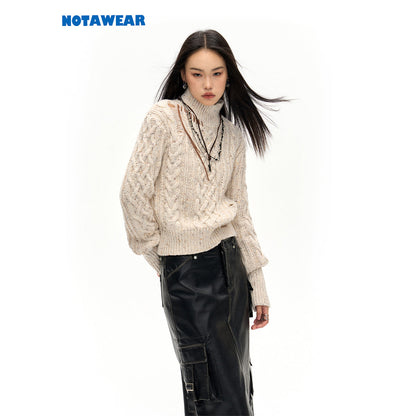 NotAwear Destroyed Twisted Woolen Sweater Oat