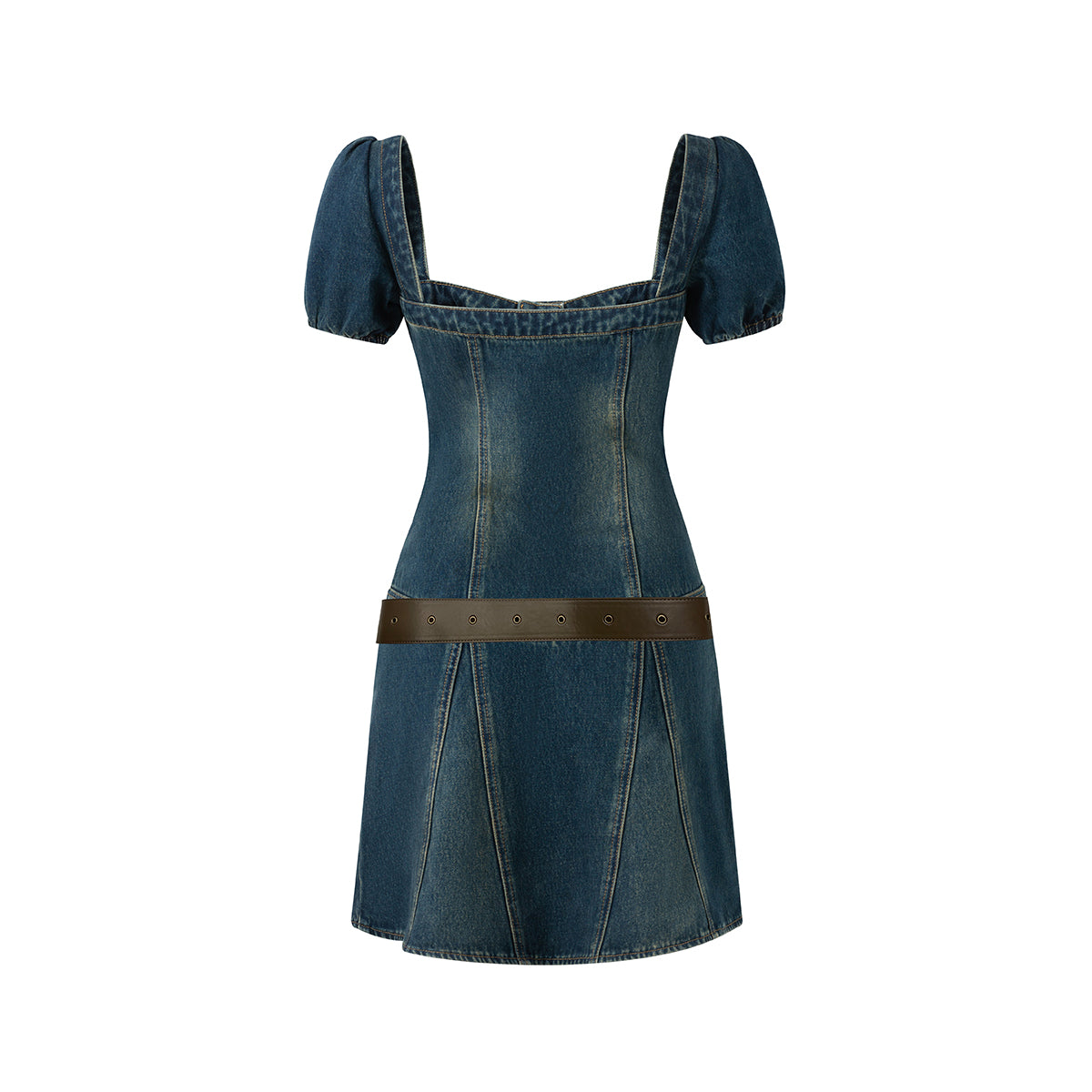 Eimismosol Retro Rivet Denim Belt Dress