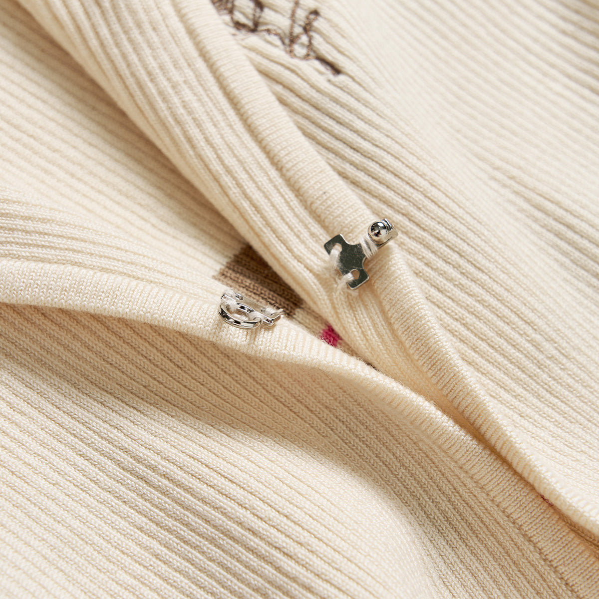 Via Pitti Striped Vest & Logo Embroidery Cardigan Set Beige