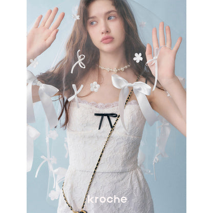 Kroche Bow Lace Patchwork Sling Dress