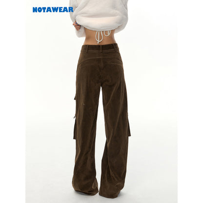 NotAwear Casual Matt Leather Cargo Straight-Leg Pants