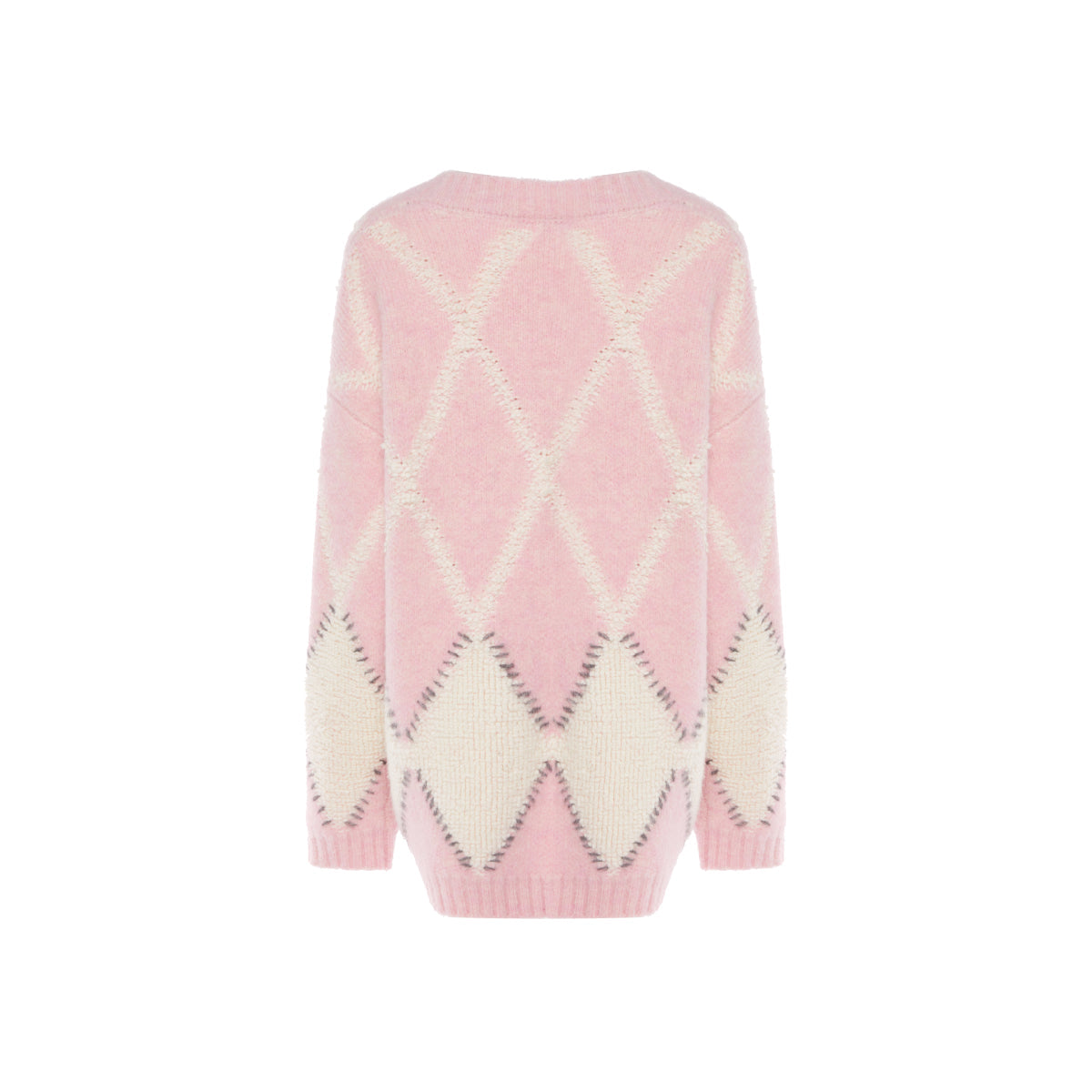 Rocha Roma Diamond Checked Cardigan Pink