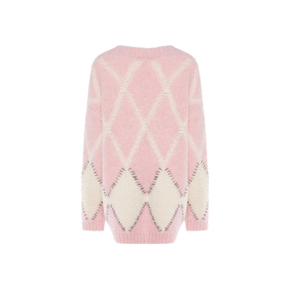 Rocha Roma Diamond Checked Cardigan Pink