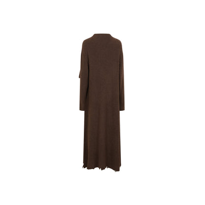 Elywood Brown Lapel Knit Long Coat