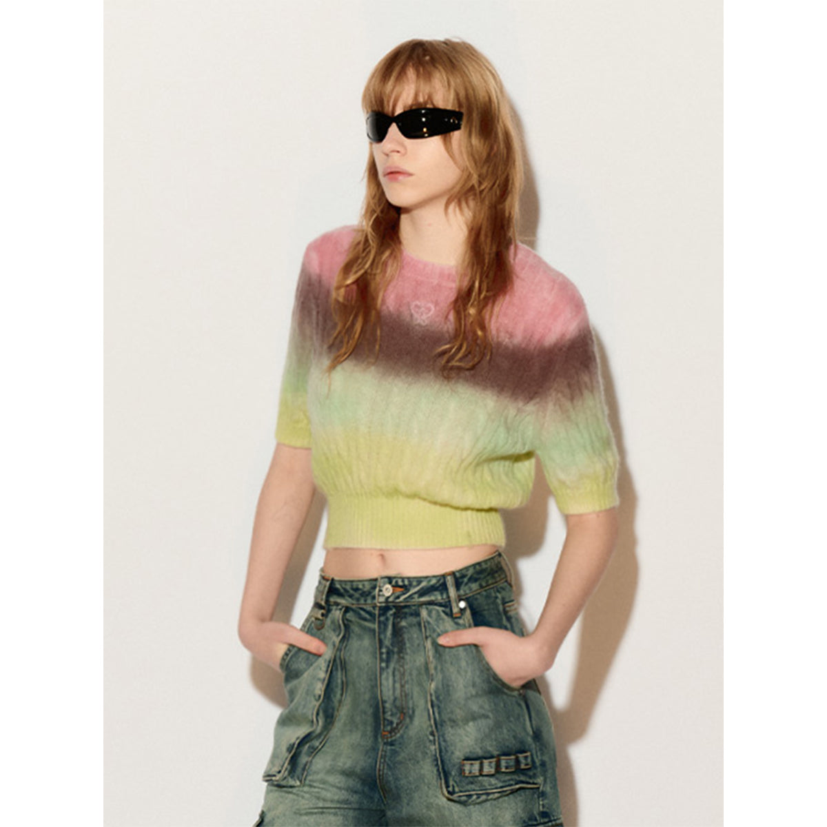 Fordare Fluffy Rainbow Knit Top