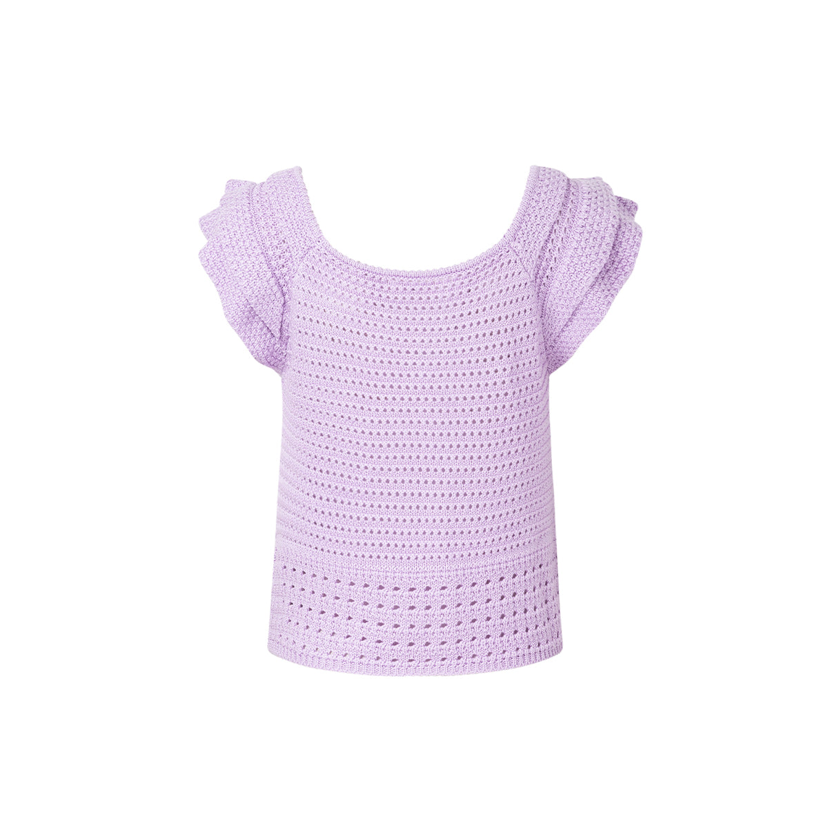 Diana Vevina Beaded Flower Hollow Knit Top Purple