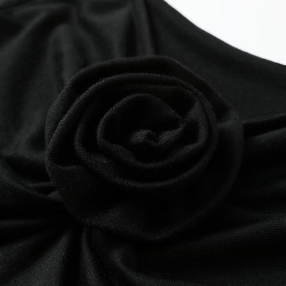 Three Quarters Plush Rose Slim Knit Sling Top Black