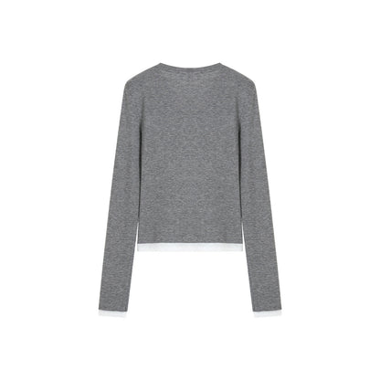 SomeSowe Bow Studded Long Sleeve Top Gray