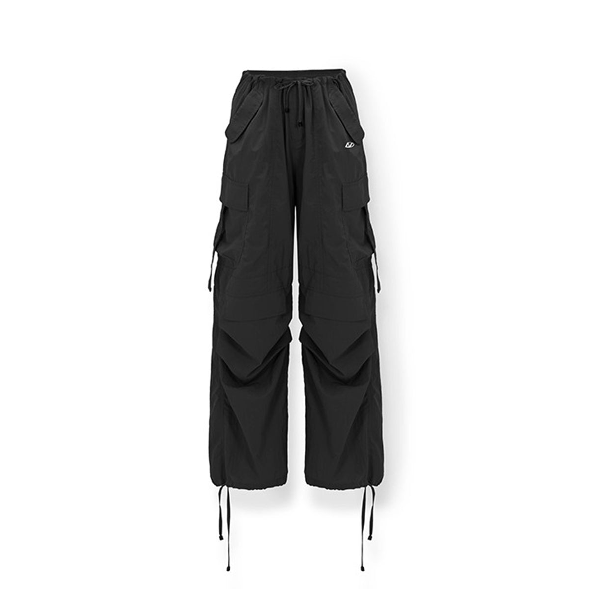 NAWS Drawstring Pocket Straight-Leg Cargo Pants Black