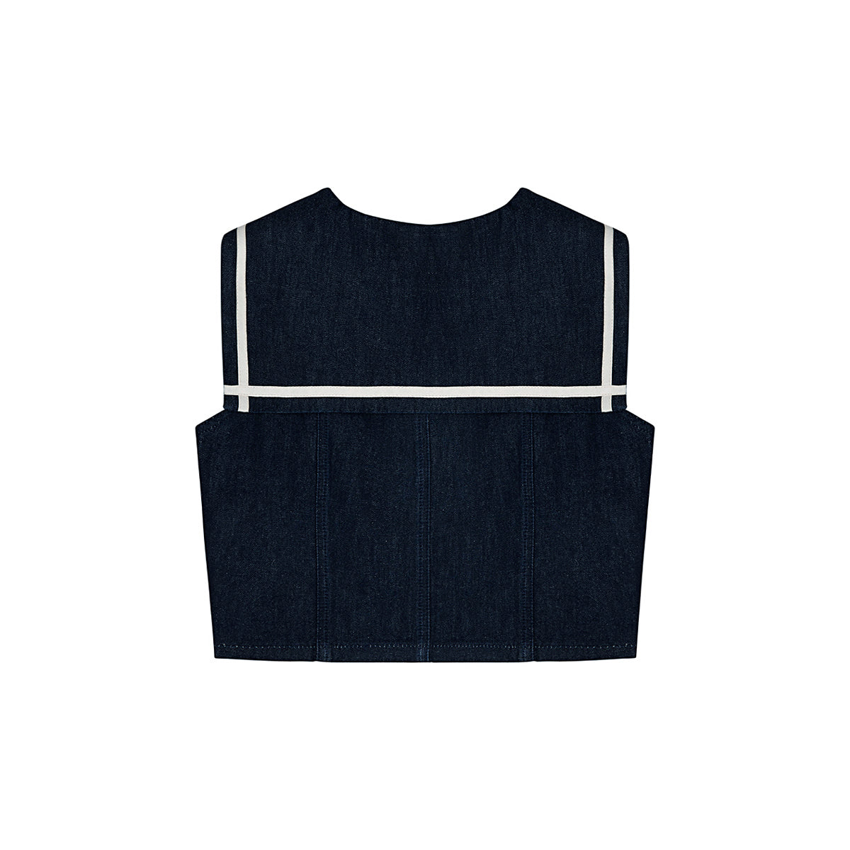 SomeSowe Contrast Color Sailor Collar Denim Top