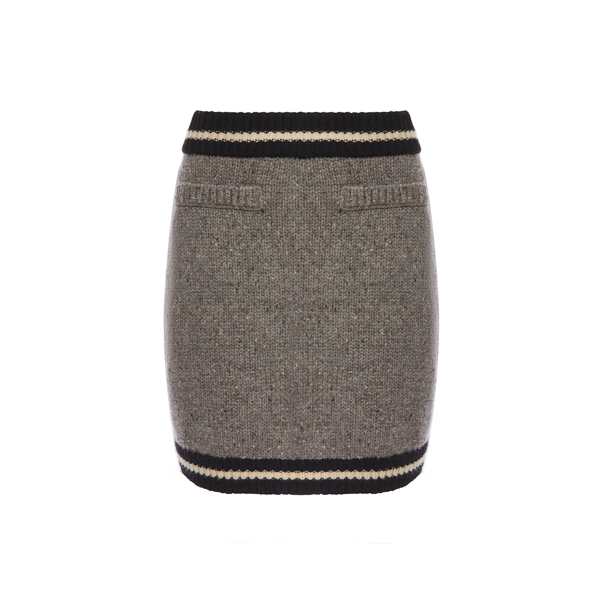 Rocha Roma Color Blocked Wrap Knit Skirt Grey