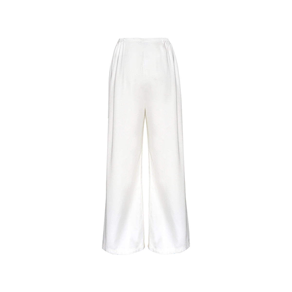 Kroche Silky Elastic-Waist Wide Leg Pants White