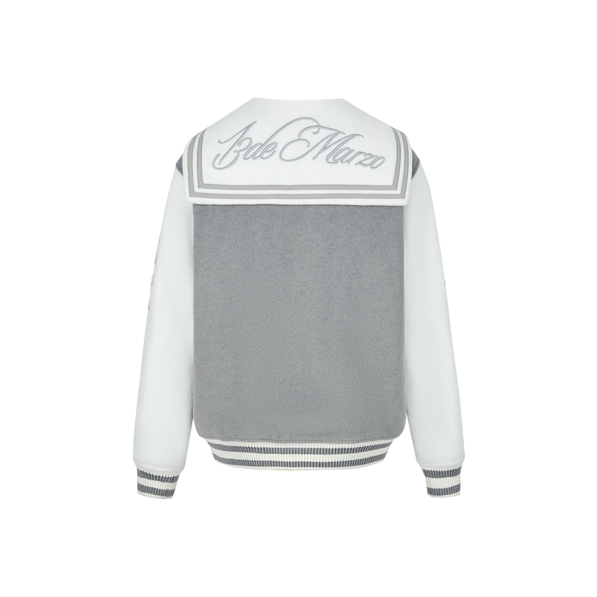 13De Marzo Sailor Collar Doozoo Mermaid Baseball Jacket Gray