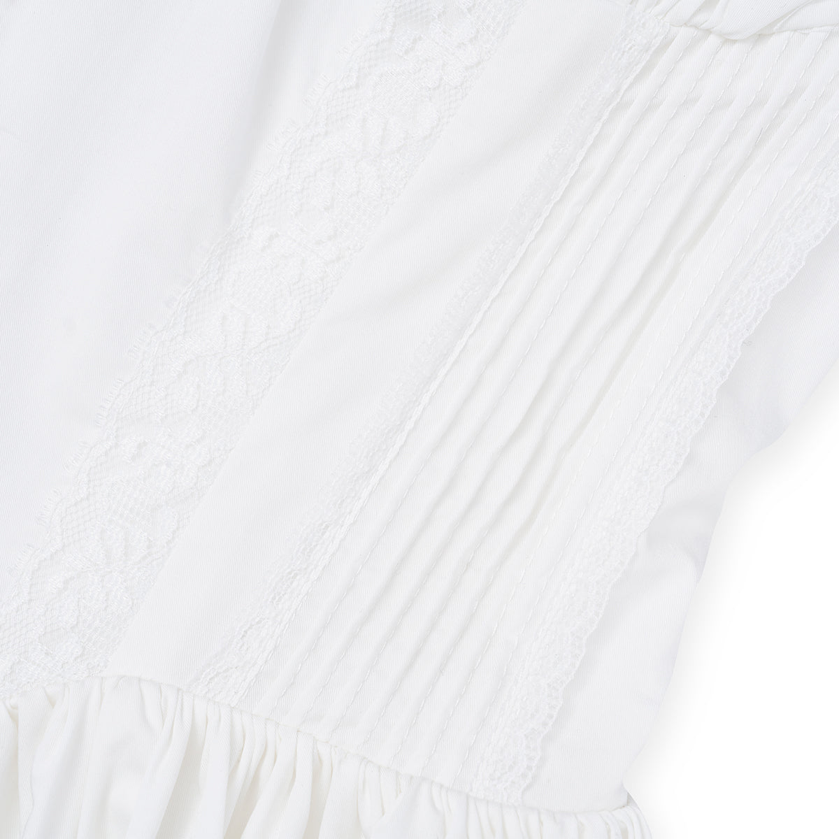 Kroche Lace Edge Waist Puff Dress White