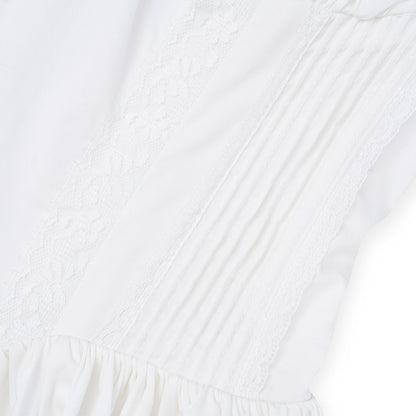 Kroche Lace Edge Waist Puff Dress White