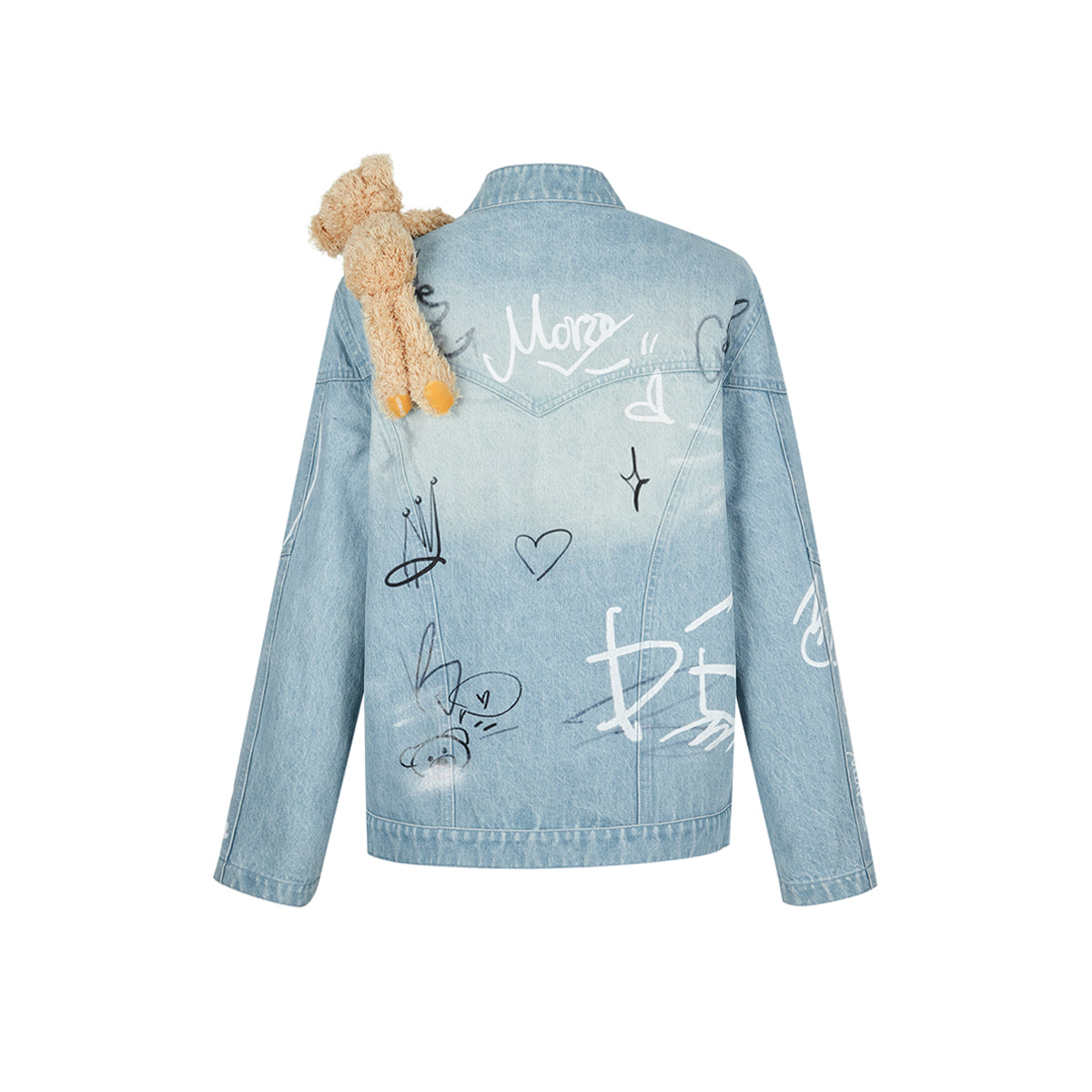 13De Marzo Graffiti Racing Bear Denim Jacket Blue