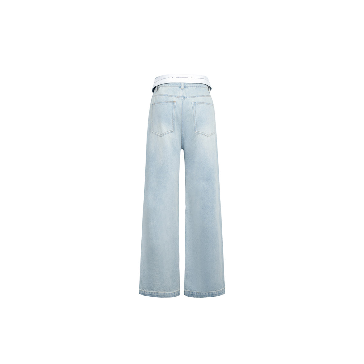 Three Quarters Logo Flip Edge Straight-Leg Jeans